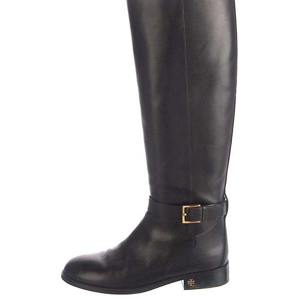 Tory Burch boots black leather knee high zip up boots tall boots fall boots - Picture 2 of 16